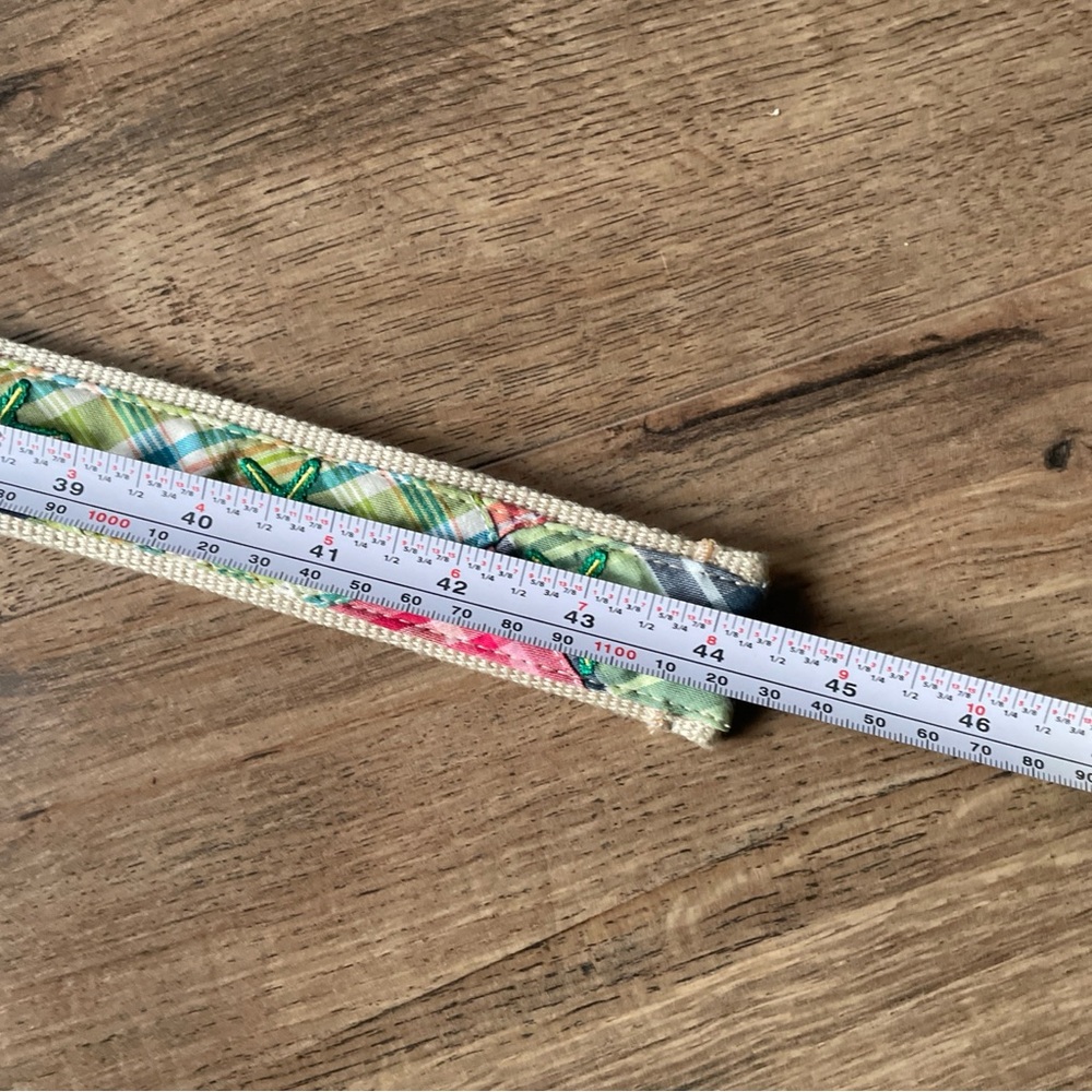 LL Bean Nautical Belt Embroidered Starfish Pastel Preppy Plaid Womens Size M/L - Picture 6 of 8